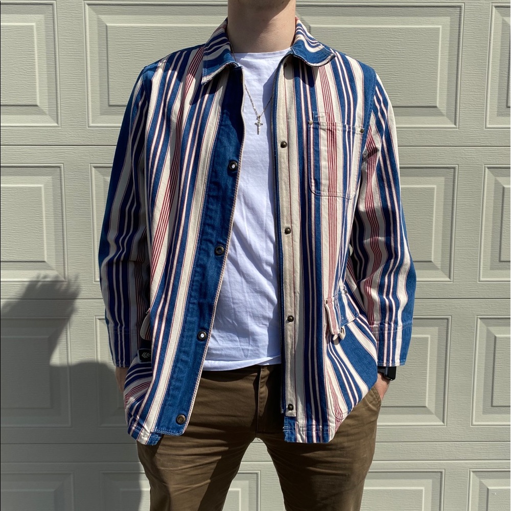 Striped Denim Oversized Jacket